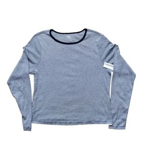 NWT Youth XXL Long Sleeve Black & White Stripe Tee Casual Layering Top